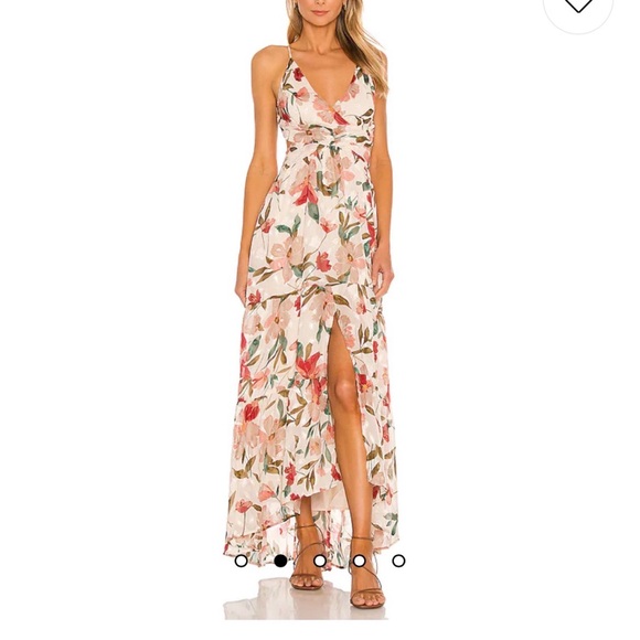 REVOLVE Cream Sleeveless Maxi Dress with Halter Neckline and Slit - Picture 1 of 15